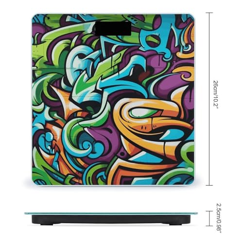 Báscula digital para baño de vidrio templado con diseño graffiti miniatura 2