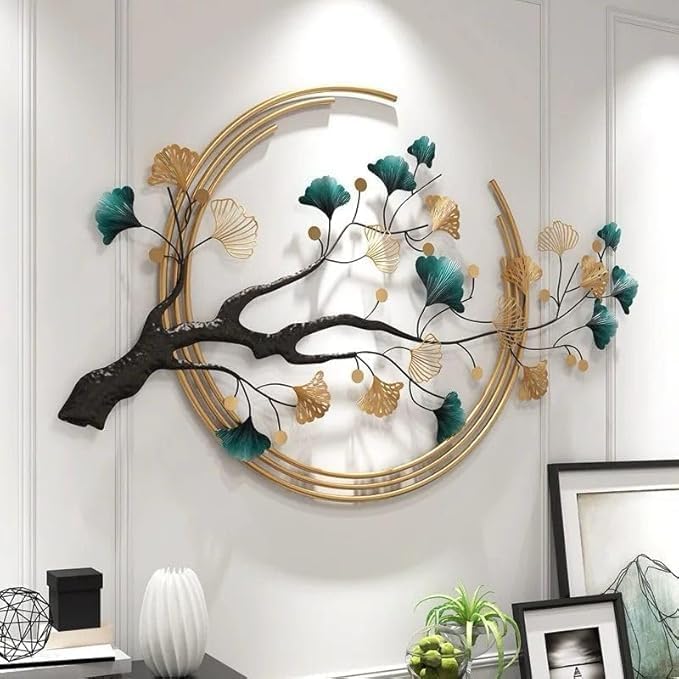 SaraCollection Half Moon Tree Metal Wall Art Handmade Decorative Large Wall Hanging Premium Metal Wall Decor For Home Hall Living Room Bedroom
