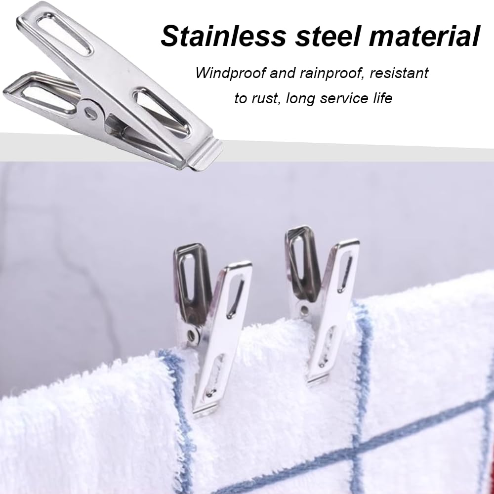 QWORK® 12 Edelstahl Wäscheklammern – Rostfrei, Robust, 9 Cm, Für Wäscheleine, Fotos & Mehr