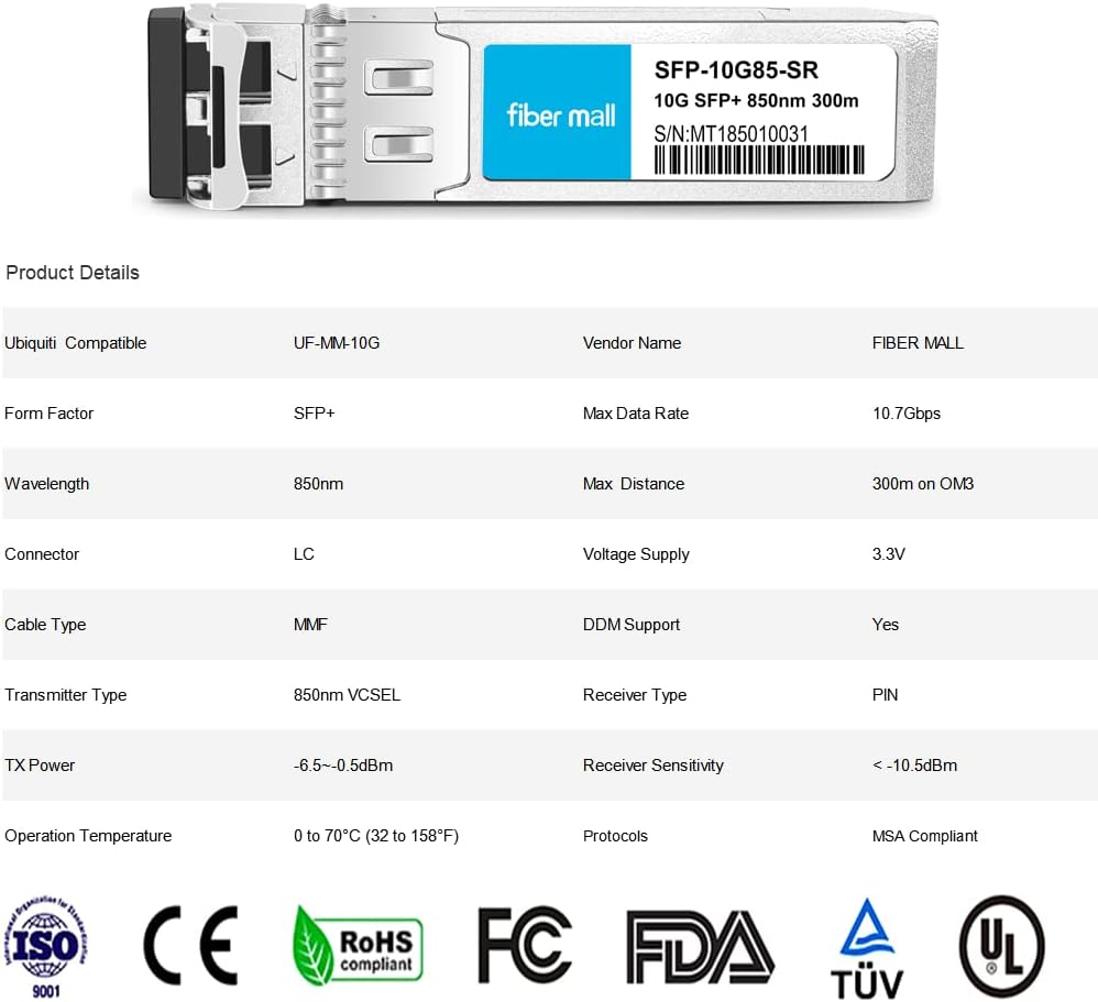 10G SR for Cisco 🏍 SFP-10G-SR Ubiquti unifi 【淡水】 UF-MM-10G