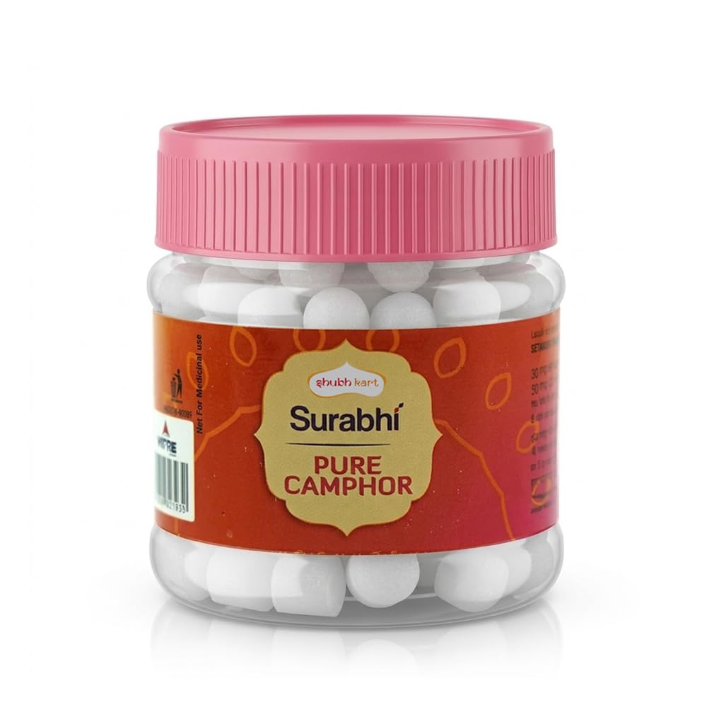 Shubhkart Surabhi Pure Camphor Container for Puja, Meditation, Spirituality & Other Religious Rituals – 50Gm|Refreshing Fragrance|Daily Use Kapur| Aromatic Kapooram Tablets (1 x Jar)-image-33