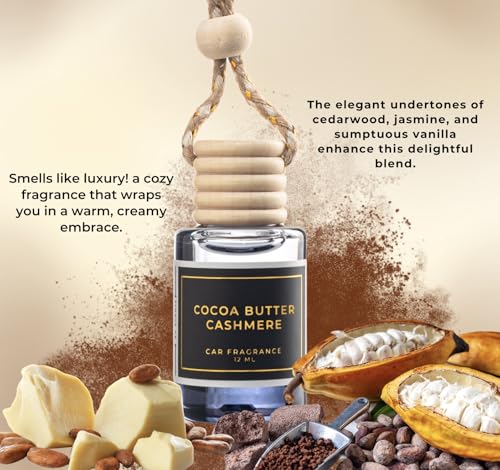 Image of COCOA BUTTER CASHMERE - A warm, intriguing fragrance that combines sweet cocoa butter and coconut. - Lasts up to 60 days - Luxury Car Perfume A+ Scents Car Hanging Diffuser