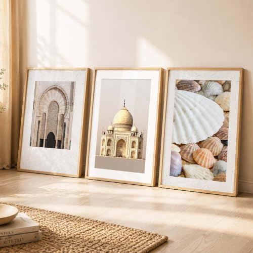Image of HOTHOUSE Decorative Modern Wall Art Print With Frame Abstract Paintings For Living Room Bed Room Hotel Wall Decor Digital Reprint Set of 3 (19X25 inch)