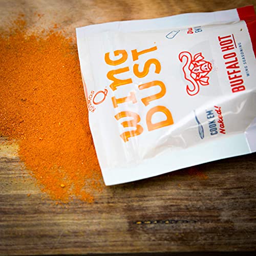 Kosmos Q Hot Buffalo Wing Dust - 5 Oz Bag for Wings, Popcorn & More - Hot Smoky Buffalo BBQ Wings Dry Rub with Cayenne, Blue Cheese & Garlic (Hot Buffalo)