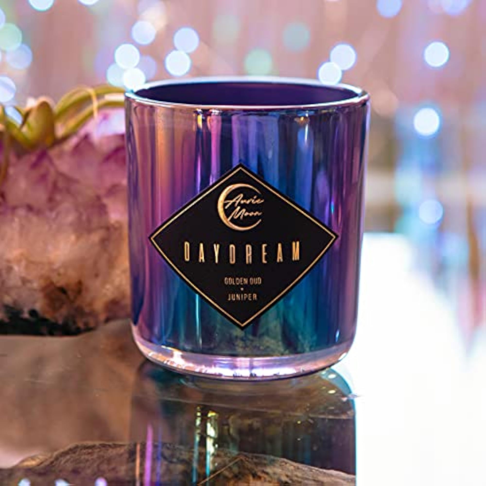 Golden Oud + Juniper Scented Luxury Soy Coconut Candle, 12 Oz