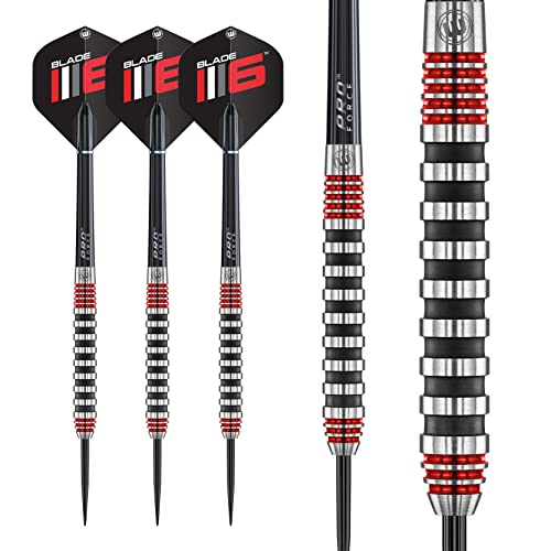 WINMAU Advance 500 Series Tungsten Red 24 Gram Steeltip Darts Set including Flights and Shafts (Stems)