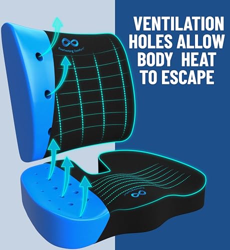 Image of Everlasting Comfort Doctor Recommended Memory Foam Seat Cushion for Office Chairs & Car - Ergonomic Office Desk Accessories - Cushions for Tailbone Pain Relief, Sciatica & Back Support Pillow