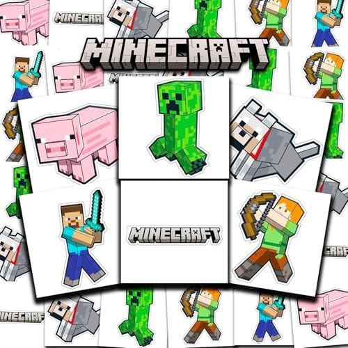 Minecraft Tattoos for Kids Party Favors Bundle - 72 Pc Individual Tattoos