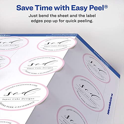 Avery Printable Round Labels With Sure Feed, 2" Diameter, Matte White, 300 Customizable Labels (22877) #TOP4