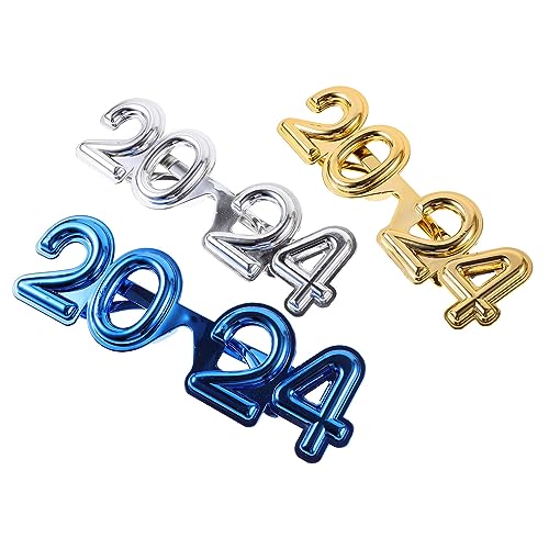 BESTOYARD 3 Pçs Óculos De Festa De Ano Novo Engraçado Plástico 2024 Número Óculos Feliz Ano Novo Fot
