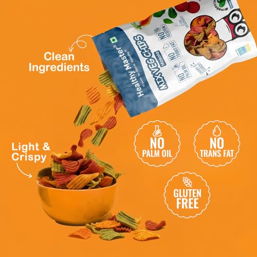 Image of Healthy Master Mixed Vegetable Chips - 30g | Beetroot, Palak & Carrot | Gluten-Free Vegetable Chips | No Maida, No Palm Oil | Low-Calorie | Healthy Snacks for Adults & Kids