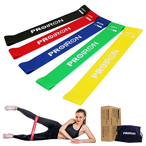 PROIRON Bandas Elásticas Bandas de Resistencia Fitness para Entrenar Piernas Glúteos Yoga Pilates Crossfit Fuerza para Hombre Mujeres Conjunto de 5