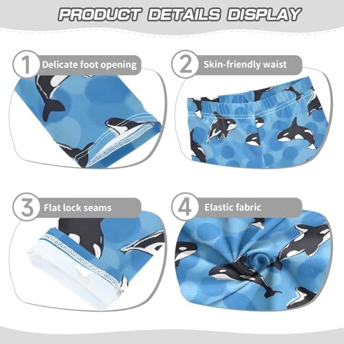 ALAZA Girls' Leggings Children's Yoga Pants Skinny Printed Dance Orca Whale Blue Comfortable 4T2