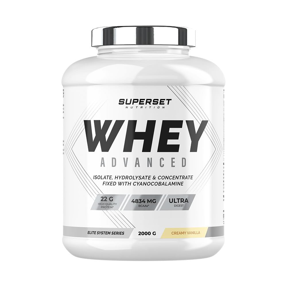 Superset Nutrition | 100% Whey Proteine Advanced (2kg) | Whey protéine | Protéine de qualité avec une texture gourmande - Vanille Crémeuse