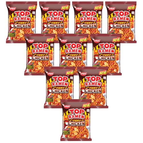 Top Ramen Fiery Chicken Instant Noodles | Spicy & Bold Chicken Flavor | Quick, Hot & Delicious Snack | Instant Meal for Spicy Food Lovers | 70g