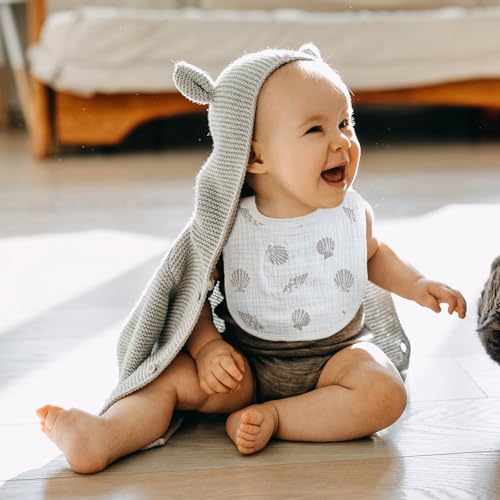 Image of Muslin Bibs for Baby Boy Girl, Adjustable Fit for Drooling and Teething | 8Pk, 100% Cotton Surface & Multi-Layer Absorbent Core, Shrink-resistant & Fade-Proof, Gentle on Sensitive Newborn skin