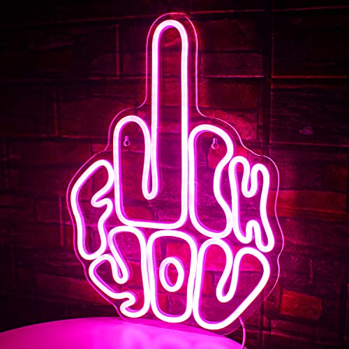 Image of Letters Gesture Neon Signs for Wall Pink LED Neon Lights USB Neon Wall Light Neon Bar Light Up Sign for Bedroom Party Pub Game Zone Decoration