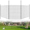 10 Panels Garden Fencing Animal Barrier, 33 in(H) X 24 ft(L) Rabbit Fence for Outdoor Yard No Dig Decorative Tall Garden Fence Metal Wire Rustproof Panel Border Patio Dog Ground Stakes Fencing