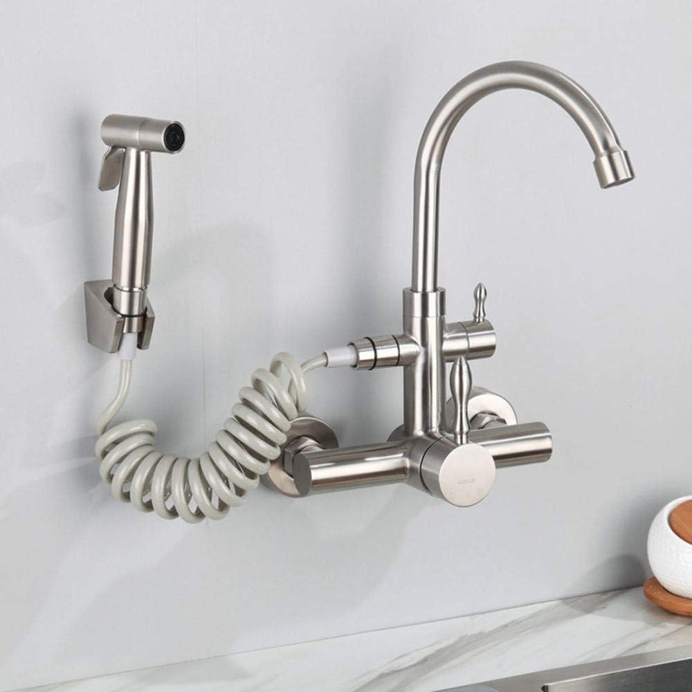 Robinet de cuisine mural encastré en acier inoxydable 304 durable
