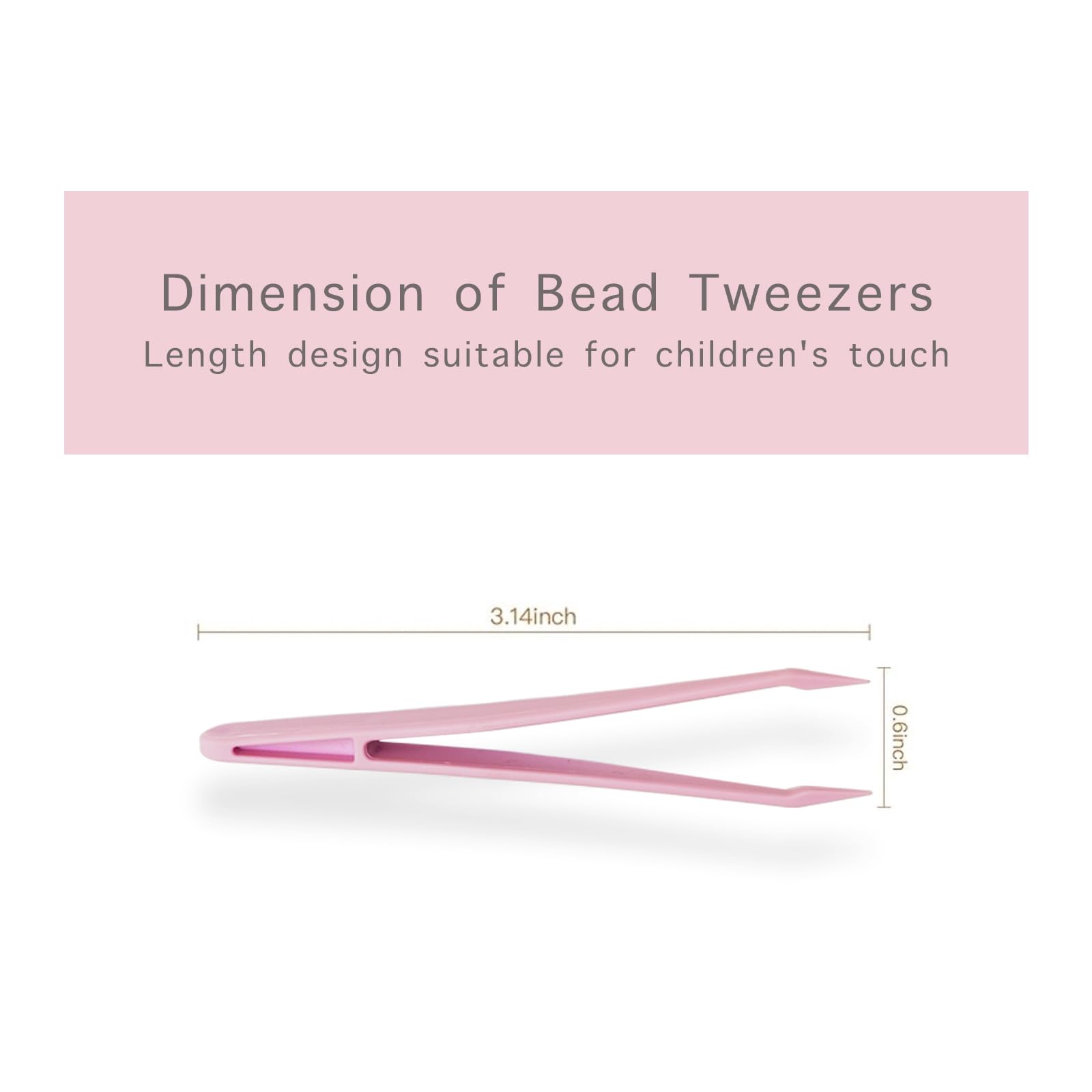 PCOAUSS 12 pcs Plastic Tweezers for Kids Handmade DIY Jewelry Making Forceps Tools 3.14'' Long Creative Decoration Tweezers for Picking and Placing Beads Craft Supplies (Pink)