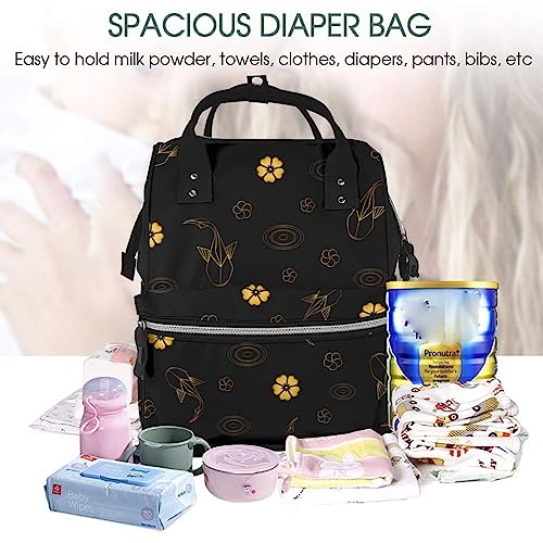 Sac à dos à couches koï et fleurs multicolore pour parents