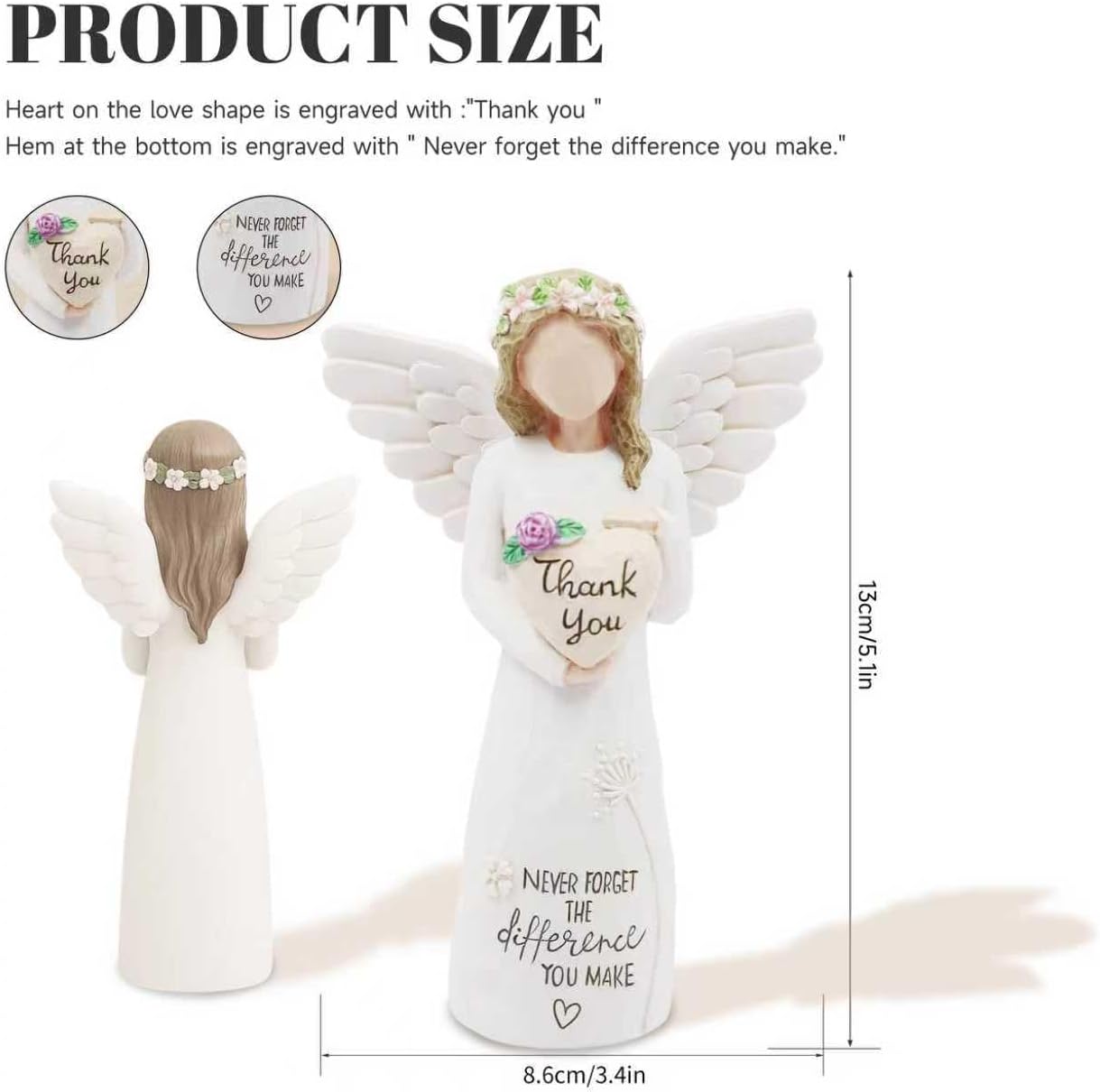 Thank You Gifts for Women, Nurses, Coworkers, Friends,Teachers-Thank You Angel Figurine with Sentimental Message, Appreciation Gifts, Inspiration Gifts, Sculpture - Image 2