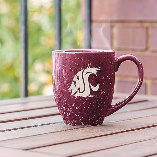 Image of Rico Industries NCAA Washington State Cougars - WSU Maroon Personalized 16 oz Team Color Laser Engraved Speckled Ceramic Coffee Mug