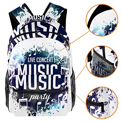 Mochila para portátil resistente con compartimentos y estampado de jazz 3