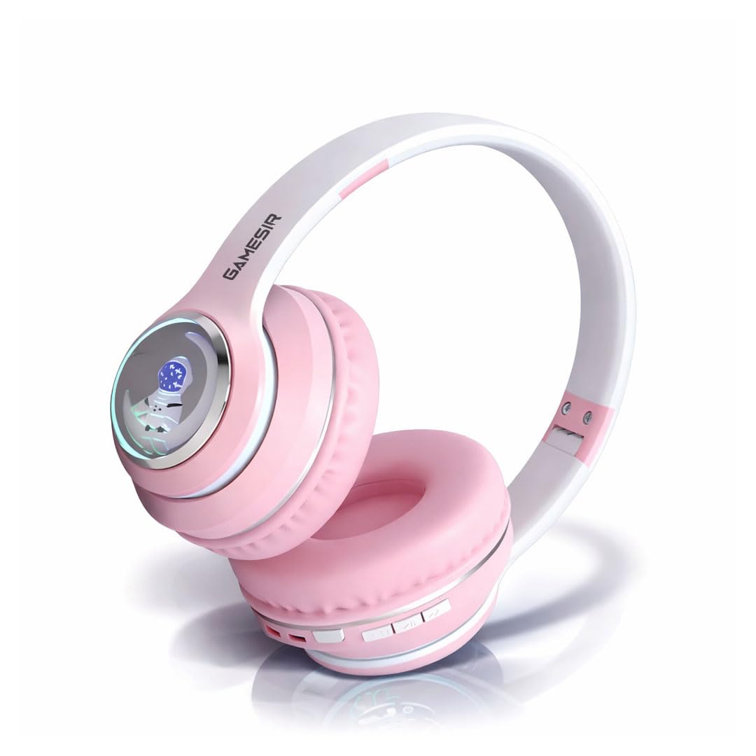 GameSir Astro Junior Wireless Headphones with 40mm Drivers, Deep Bass Stereo Sound, Bluetooth 5.3, Over-Ear Noise Isolation Headset with LED Light, Built-in Mic for PC, Mobile & Laptop (Pink)-image-31