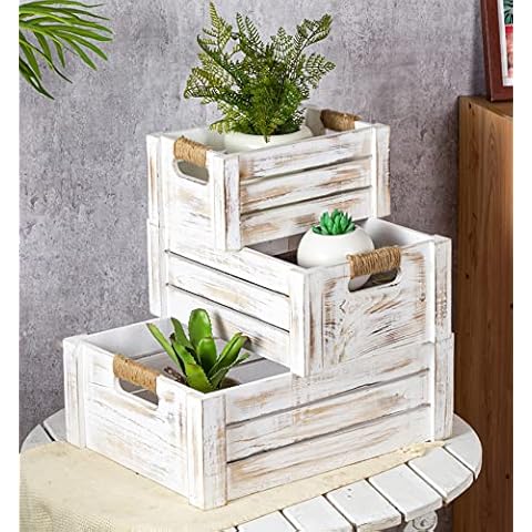 TIMRIS Rustic Wood Nesting Crates Set Cover