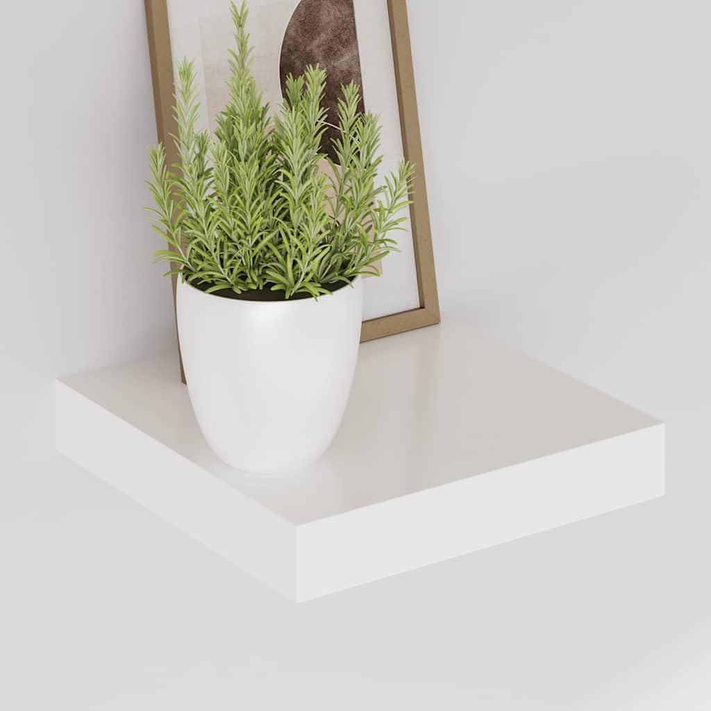 vidaXL Wall Shelf, Floating Shelf, Display Shelf, Wall Mounted Shelf for Photo Frame Trophy Planter Pot Decorations, Modern, High Gloss White