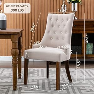 COLAMY Wingback Upholstered Dining Chairs Set of 4, Fabric Side Dining Room Chairs with Tufted Button, Living Room Chairs for Home Kitchen- Beige COLAMY Wingback Upholstered Dining Chairs Set of 4 Fabric Side Dining Room Chairs with Tufted Button Living Room Chairs for Home Kitchen Beige