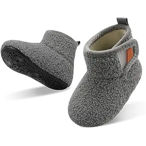 JOINFREE Furry Baby Slippers with Rubber Sole Cover