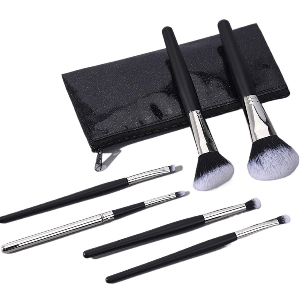 Brocha de maquillaje negra y kit de 6 piezas para la piel
