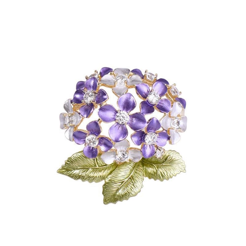 Purple Lilac Flower Brooches for Women Collar Hydrangea Wedding Bouquet Brooch Crystal Scarf Flowers Art Deco Lapel Pin Elegant Accessories Jewelry Valentines Day Gifts for Girlfriend Teacher Gift, 1,