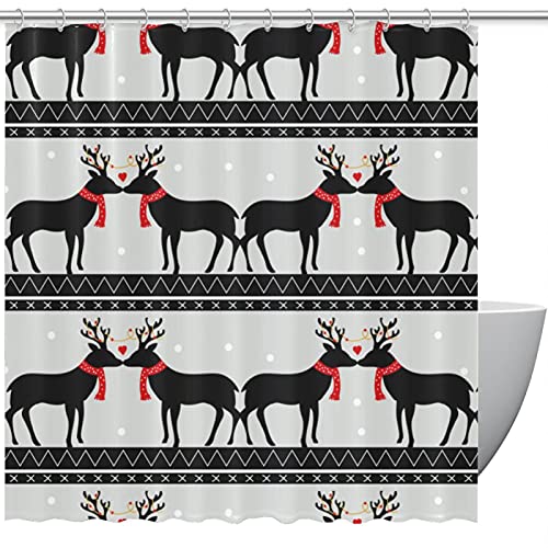 Rideau de douche Noël cerf élan imperméable 183x183 cm