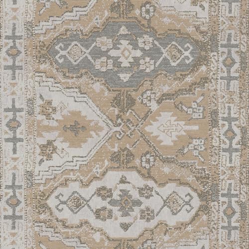 Profhome Carta da parati aspetto tessile 378683-GU carta da parati intissata (TNT) bianco grigio beige marrone 0,53 m x 10,05 m / 5,33 m2