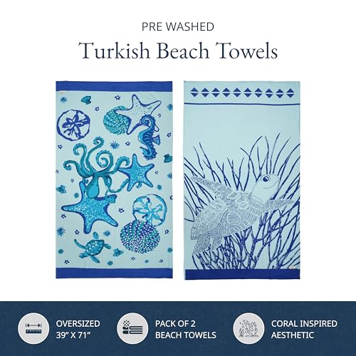 image for LANE LINEN Beach Towels for Women, 2 Pack Oversized, Pre-Washed, No-Sh