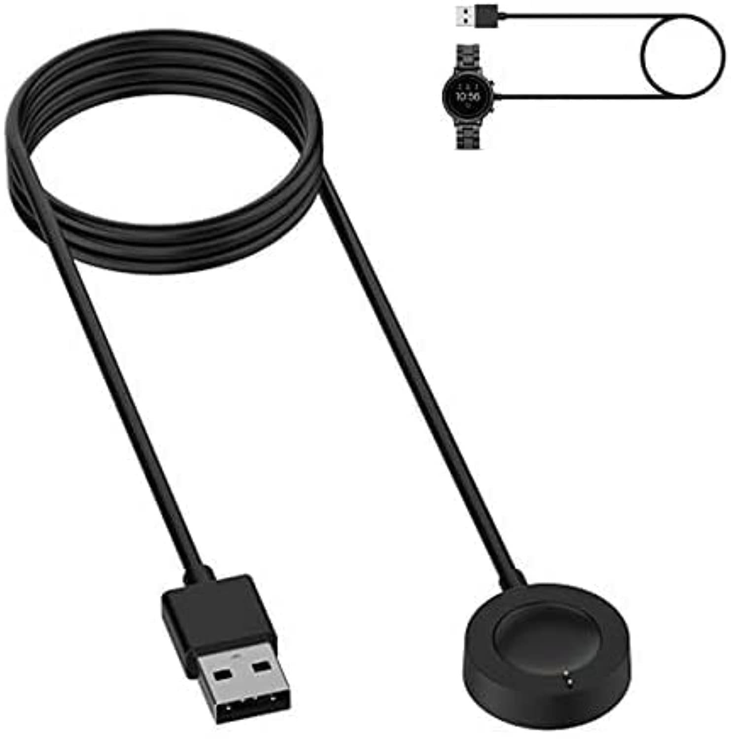 For Fossil Gen 5/4 Smartwatch Charger, USB Magnetic Fast Charging Cable Dock for Fossil Gen 4,Fossil Gen 5,Emporio Armani, Skagen falster 2, Misfit Vapor 2 (Black)