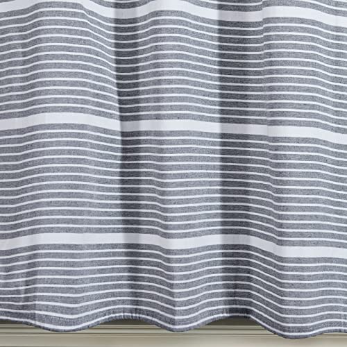 Yokii Modern Farmhouse Organic Cotton Shower Curtain Set With Hooks - Gray And White Striped Minimalist Cute Bathroom Shower Curtains 72X72, Boho Chic Tribal Cottagecore Rustic Bathroom Decor #TOP6