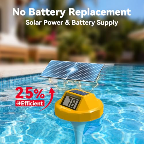 Image of BaldrTherm Pool Thermometer Digital Floating, Swimming Pool Water Temperature Sensor, 2026 New Upgrade | Solar Powered | Easy Read | High Precision | Anti-Fog, for Hot Tub, Spa & Ice Bath (Yollew)