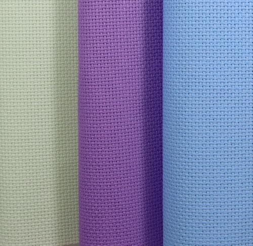 Image of KCS 3 pc of 15 inch x 18 inch(38cmx45cm) Counted Cross Stitch Cotton Aida Cloth Needlework Rolled Fabric Box,16CT,Light Green+Lavender+Light Blue
