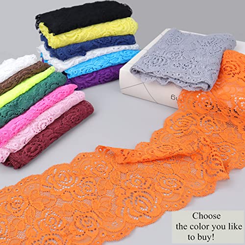 Idongcai 5 Yards 6 Inch Wide Elastic Lace Trim Floral Pattern Lace Ribbon For Garment,Crafts And Gift Wrapping (Brown) #TOP5