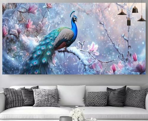 Diamond painting paon d'hiver kit complet 5D broderie canevas 30x60cm