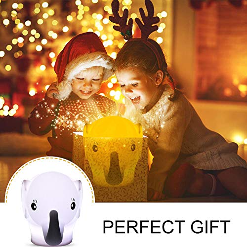 Image of Night Light Kids with Cute Elephant Design Children's Room LED Bedside Lamp with Changeable RGB Colors Rechargeable Night Light Compatible with Touch-Control & Remote Control - Elephant