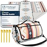 HAUSPROFI Picknickdecke 200x200 cm, wasserdicht & isoliert - Outdoor Decke für Picknick, Strand, Camping, mit Baumwolle gepolstert, inkl. Tragegriff & Heringe, Tragbar, Waschbar & formstabil