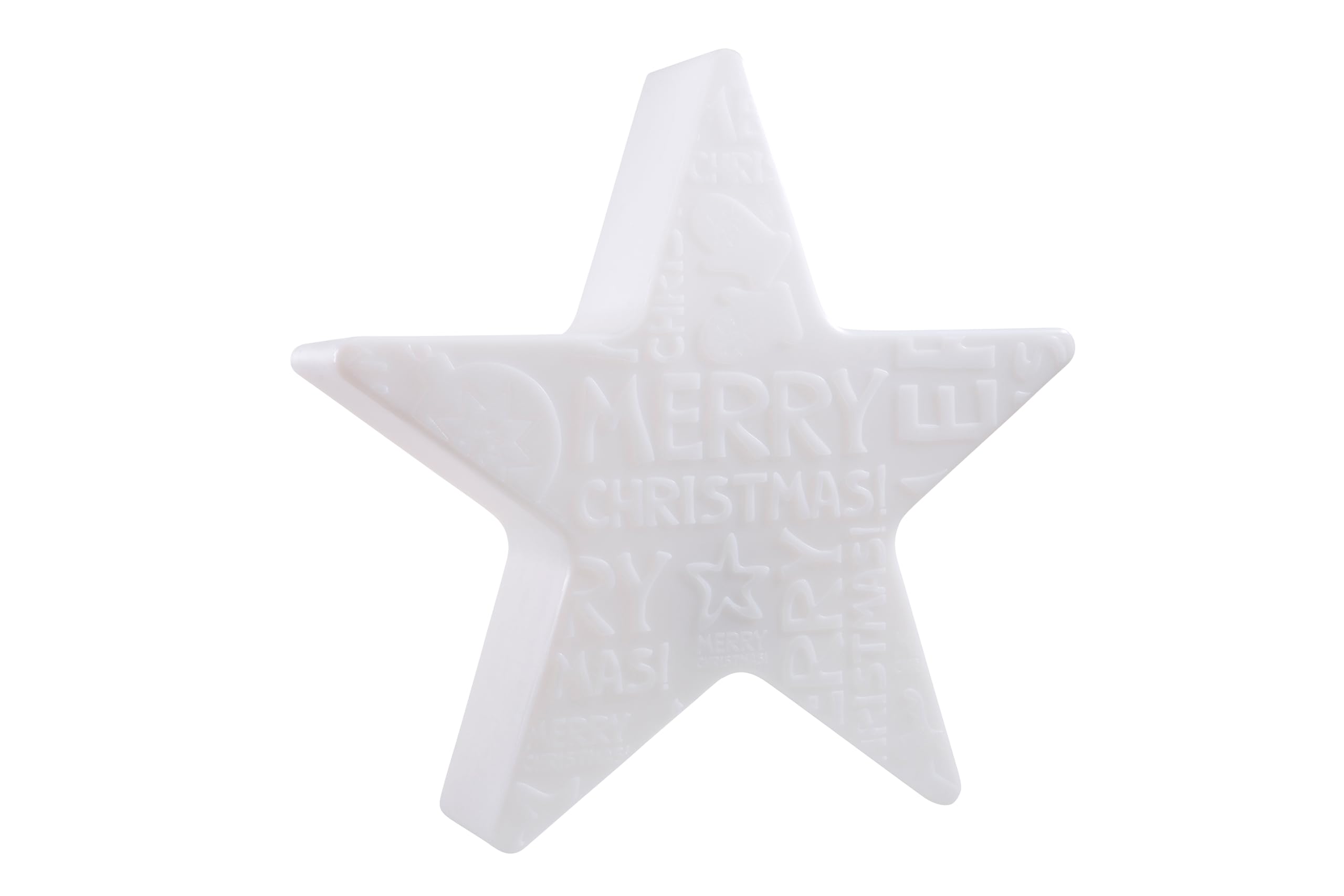 8 seasons design Shining Star Merry Christmas Solar LED Weihnachtsstern Ø 60 cm (Weiß), inkl. Solarmodul und LED-Leuchtmittel, beleuchteter Stern mit geprägtem Weihnachtsmotiv, Solarleuchte