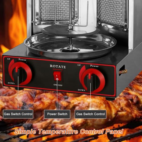 Shawarma-Grill-DöNer-Kebab-Maschine – FüR HäHnchenbraten, Truthahnbraten, Tacos – Elektrische Vertikale DrehspießMaschine, DöNer-Gyro-Grill, 360° Automatische Drehung, Edelstahl,220V-Black – Bild 7