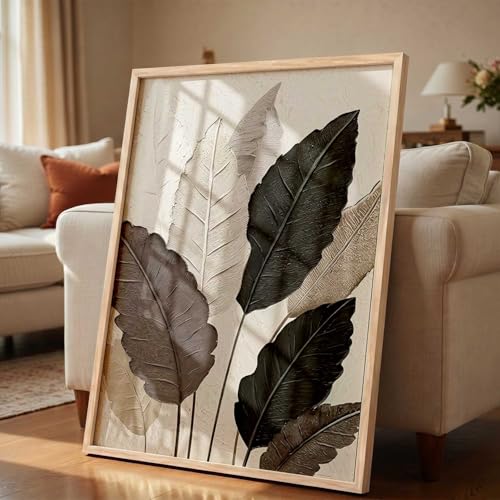 Image of kotart Aesthetic Leaf Art Home Decoration|Paintings With Frame For Living Room Bed Room Hotel Wall Decor Digital Reprint (13x17 inch)