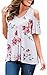 ECOWISH Womens Summer Floral Print Cut Out Shoulder With Ruffle Sleeve T Shirt Blouse(7 Color, S-2XL)